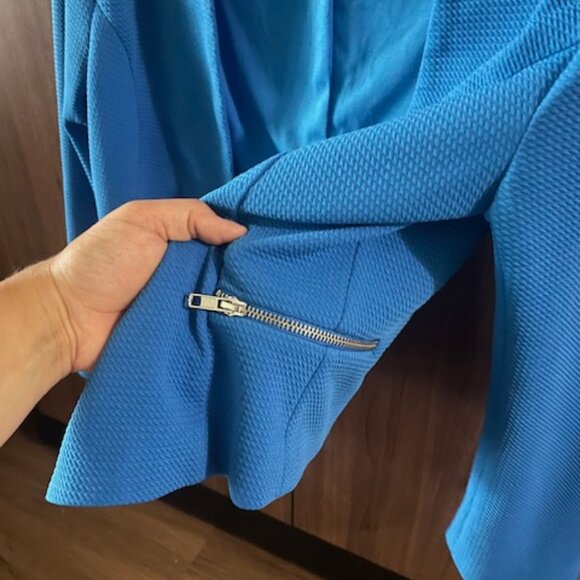 Love Tree Blue Zip-Up Jacket | Size L | Textured Knit - Picture 3 of 4